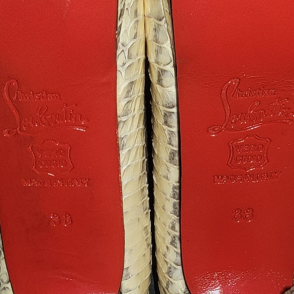 White Python "Red Bottom" Pumps - Picture 2 of 8